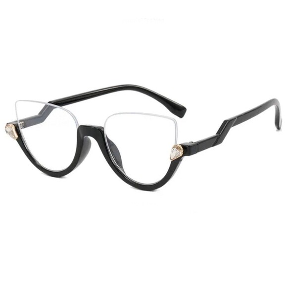 New Retro Anti Blue Light Cat Eye Glasses For Women With Diamond Fashion General - Picture 3 of 12